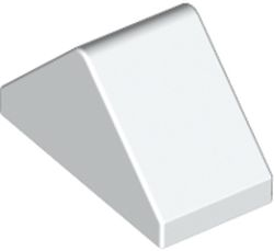 Brick Sloped 45° 2 x 1 Double with Ovoid Bottom Pin in White