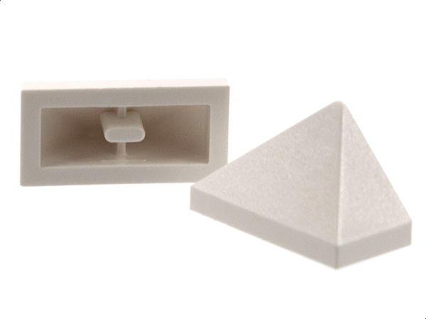 Brick Sloped 45° 2 x 1 Triple with Ovoid Bottom Pin in White
