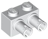 Brick Special 1 x 2 with 2 Pins, Round Pin Holes in White