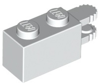 Hinge Brick 1 x 2 Locking with 2 Fingers Horizontal End, 9 Teeth in White