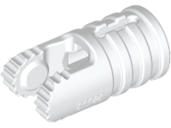 Hinge Cylinder 1 x 2 Locking with 2 Click Fingers and Axle Hole, 9 Teeth in White
