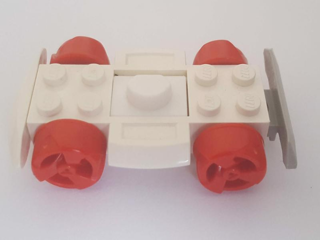 Vehicle Base 4 x 6 Racer Base with Red Wheels in White