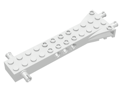Technic Brick Special 12 x 2 with 2 Side and 2 End Pins, Technic Holes, and 4W Flared End in White
