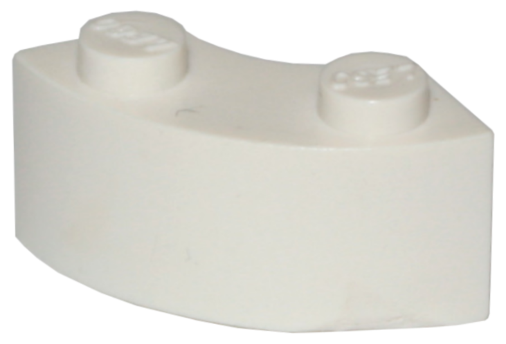 Brick Round Corner 2 x 2 Macaroni without Stud Notch in White
