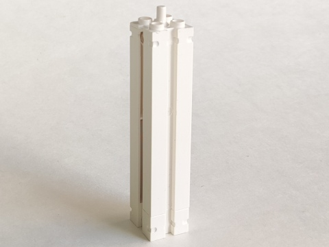 Support 2 x 2 x 8 with Grooves, Smooth On All Sides, Top Peg in White