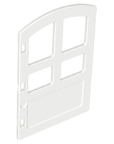 Duplo Door 1 x 4 x 4 with Four Panes, Different Size and Curved Top in White