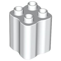 Duplo Brick 2 x 2 x 2 with Indented Sides (Tree Trunk) in White
