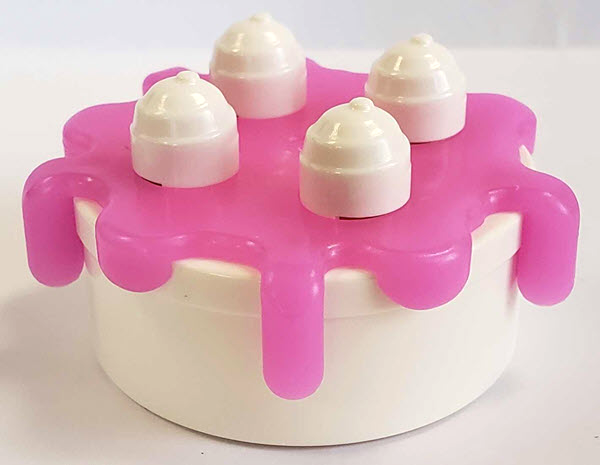 Duplo Food Cake with Trans Dark Pink Frosting in White