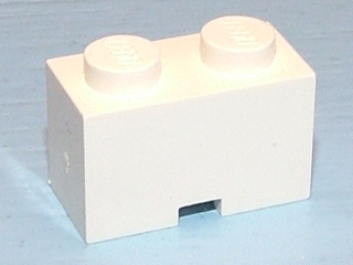 Brick Special 1 x 2 with Cable Holding Square Cutout in White