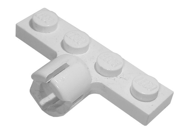 Plate Special 1 x 4 with Towball Socket, Long, 4 Slots in White