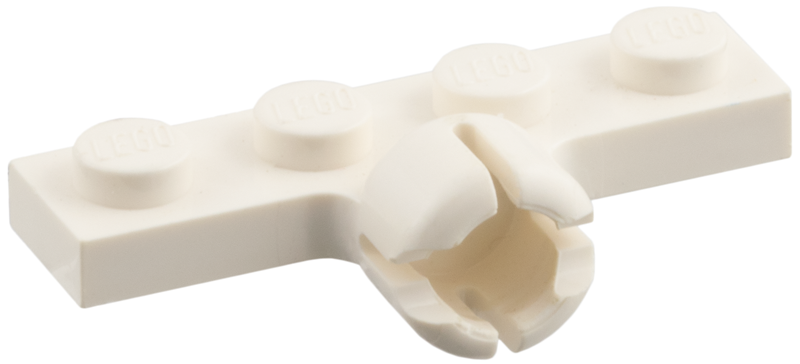 Plate Special 1 x 4 with Towball Socket, Short, 4 Slots in White