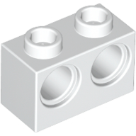 Technic Brick 1 x 2 [2 Pin Holes] in White