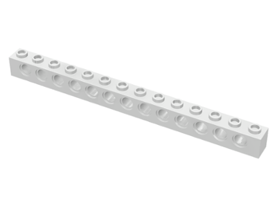 Technic Brick 1 x 14 [13 Pin Holes] in White