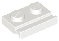 Plate Special 1 x 2 with Door Rail in White