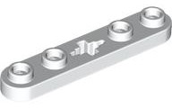 Technic Plate 1 x 5 with Smooth Ends, 4 Studs and Centre Axle Hole in White