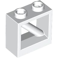Fence 1 x 2 x 1 2/3 with 45° Diagonal Bar in White