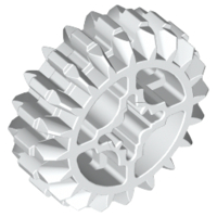 Technic Gear 20 Tooth Double Bevel with Axle Hole Type 2 [X Opening] in White