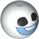 Technic kogelgewricht met zwarte ogen, helder lichtblauw glimlach mond, medium blauw omtrekpatroon (Frozen sneeuwelf hoofd), wit