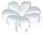 Plant, Flower, Minifig Accessory with 7 Thick Petals and Pin in White