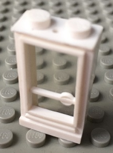 Door 1 x 2 x 3 Left with Solid Studs, Fixed Glass in White