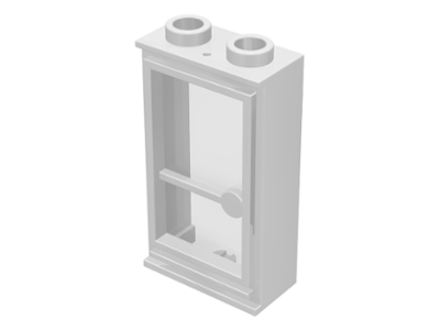 Door 1 x 2 x 3 Left with Hollow Studs, Fixed Glass in White