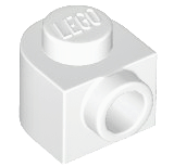 Plate Special 1 x 1 x 2/3 Half Round with Side Stud in White
