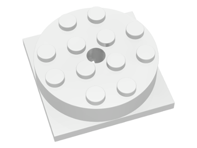 Turntable 4 x 4 Square Base with Top, Complete Assembly in White