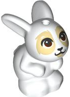 Animal, Rabbit / Bunny Sitting with Dark Brown Eyes, Tan Face print in White