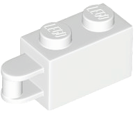 Brick Special 1 x 2 with Vertical Closed Handle on Edge in White