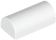 Brick Curved 1 x 2 x 2/3 Double Curved Top, No Studs in White