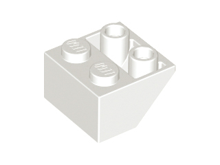 Brick Sloped Inverted 45° 2 x 2 [Ovoid Bottom Pin, Bar-sized Stud Holes] in White