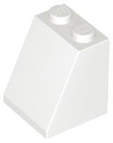 Brick Sloped 65° 2 x 2 x 2 with Bottom Tube in White