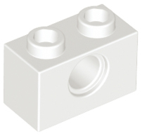 Technic Brick 1 x 2 [1 Pin Hole] in White