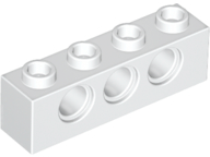 Technic Brick 1 x 4 [3 Pin Holes] in White