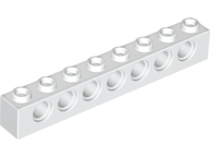 Technic Brick 1 x 8 [7 Pin Holes] in White