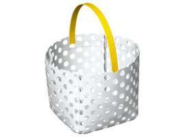 Duplo Bag with Yellow Handle in White