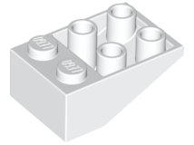 Brick Sloped Inverted 33° 3 x 2, No Connections between Studs, Ovoid Bottom Pin in White