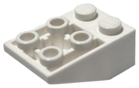 Brick Sloped Inverted 33° 3 x 2, Connections between Studs, Ovoid Bottom Pin in White