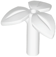 Plant, Stem with 3 Leaves and Bottom Pin in White