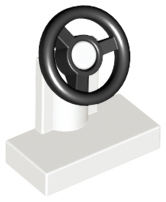 Steering Stand 1 x 2 with Black Steering Wheel in White