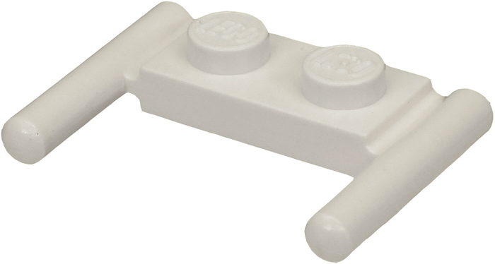 Plate Special 1 x 2 with Handles [Round Ends, Mid Attachment] in White