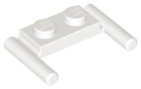 Plate Special 1 x 2 with Handles [Flat Ends / Low Attachment] in White