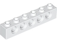 Technic Brick 1 x 6 [5 Pin Holes] in White