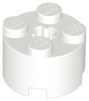 Brick Round 2 x 2 with Axle Hole in White