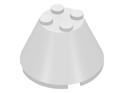 Cone 4 x 4 x 2, No Axle Hole in White