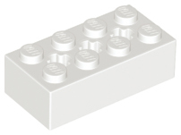 Brick Special 2 x 4 with 3 Axle Holes in White