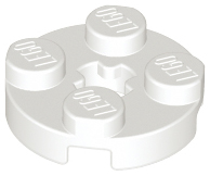 Plate Round 2 x 2 with Axle Hole Type 1 (+ Opening) in White