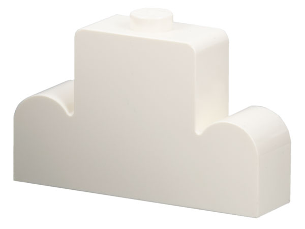 Brick Curved 1 x 4 x 2 Centre Stud Top in White