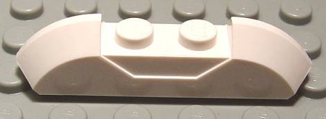 Brick Curved 1 x 4 with Sloped Ends and Two Top Studs in White