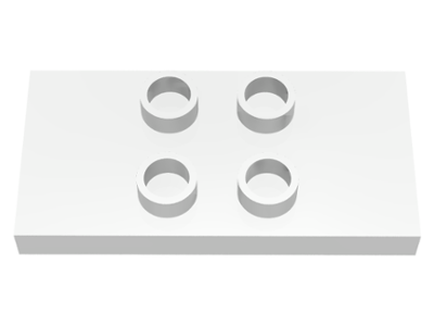 Duplo Plate 2 x 4 x 1/3 with 4 Center Studs [Thin] in White